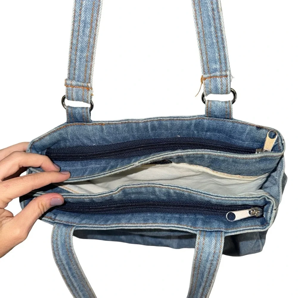 Y2K Blue Indigo cotton basics Denim Shoulder purse